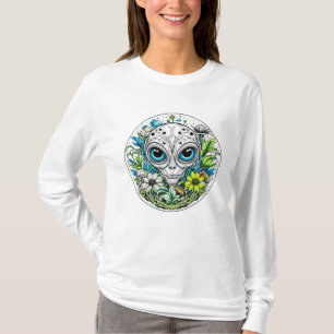 Buitenaardse Alien in Flowers Sterrennacht T-shirt