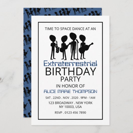 Buitenaardse band, geboortedag kaart (Voorkant / Achterkant)