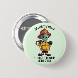 buitenaardse brandweerman ronde button 5,7 cm