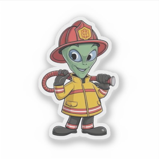 buitenaardse brandweerman sticker (Voorkant)