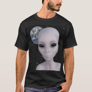 Buitenaardse buitenaardse wezens met aarde in acht t-shirt