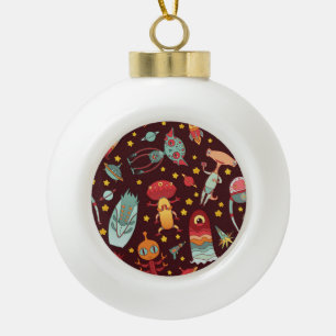 Buitenaardse Cartoon: ruimteplezier Keramische Bal Ornament