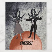 Buitenaardse dansviering wijn etiket (Enkel label)