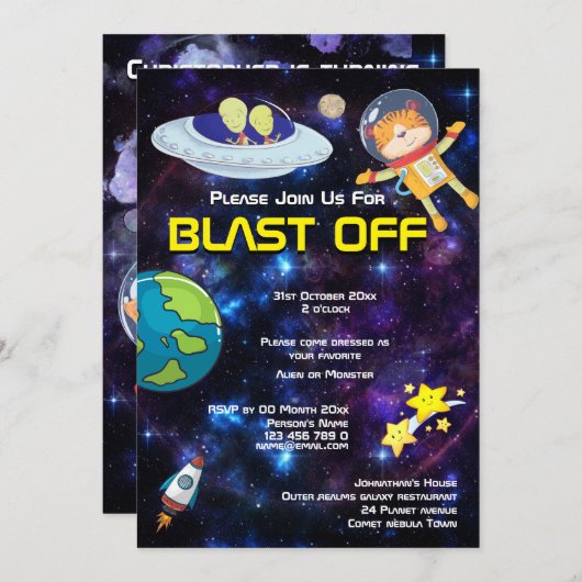 Buitenaardse dier astronauten ELK LEFTIJD ruimte s Kaart (Voorkant / Achterkant)