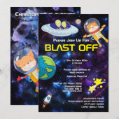 Buitenaardse dierlijke astronauten FEESTJE GALAXIS Kaart (Voorkant / Achterkant)