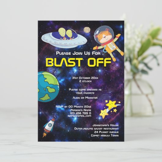 Buitenaardse dierlijke astronauten RUIMTE STERRENS Kaart (Staand voorkant)