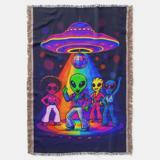 Buitenaardse Disco UFO met Disco Dansende Buitenaa Deken (Voorkant Verticaal)