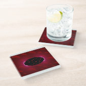 buitenaardse energiebron met achtergrondbollen glazen onderzetter (Schuin)