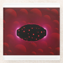 buitenaardse energiebron met achtergrondbollen glazen onderzetter