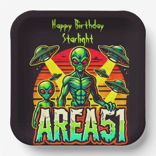 Buitenaardse figuren duiken op in de buurt van Are Papieren Bordje (Voorkant)