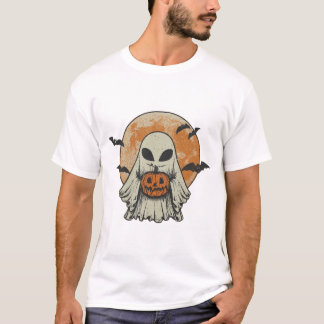 Buitenaardse Geest Pompoen Halloween Vintage Spoke T-shirt