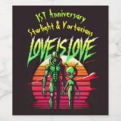 Buitenaardse geliefden gloeien onder zonsondergang wijn etiket (Enkel label)