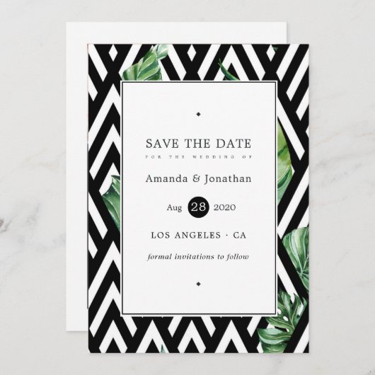Buitenaardse geometrische woudbruiloft save the date (Voorkant / Achterkant)