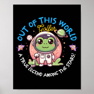 Buitenaardse Golfer Kikker Astronaut Pad Golfi Poster