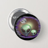 Buitenaardse grijzen ronde button 5,7 cm (Voorkant /achterkant)