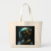 Buitenaardse helm met iriserende reflectie grote tote bag (Voorkant)