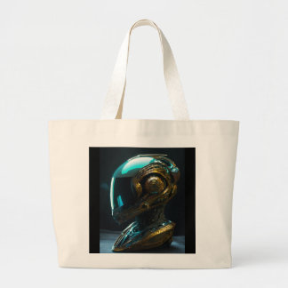 Buitenaardse helm met iriserende reflectie grote tote bag