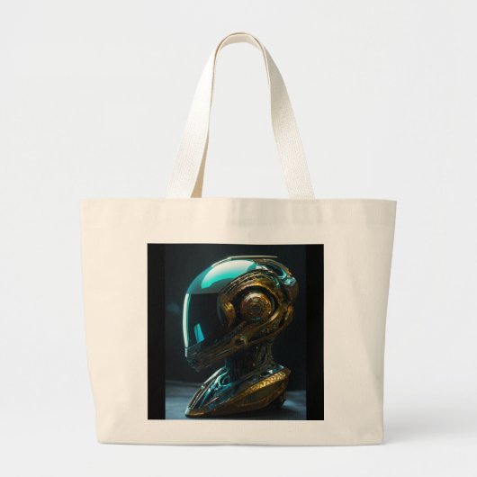 Buitenaardse helm met iriserende reflectie grote tote bag (Voorkant)
