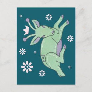 Buitenaardse Herten Folk Art Whimsical Groen Jon Briefkaart