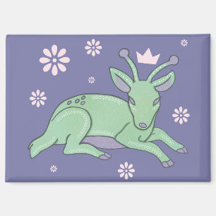 Buitenaardse Herten Folk Art Whimsical Groen Jon Magneet