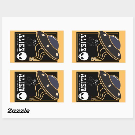 Buitenaardse invasie UFO-ruimtestelsel Rechthoekige Sticker (Vel)