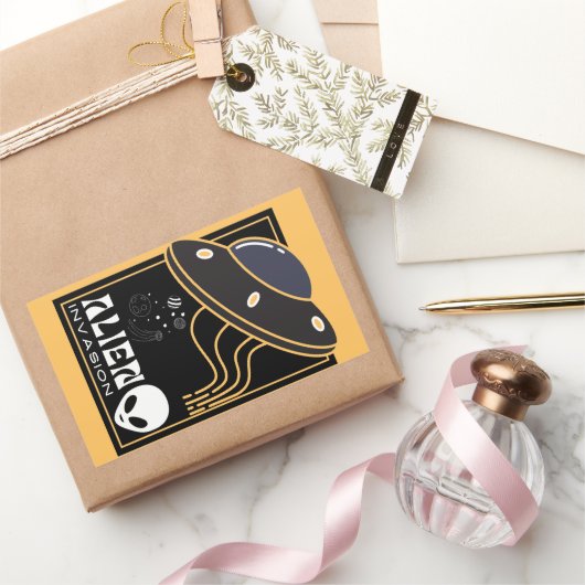 Buitenaardse invasie UFO-ruimtestelsel Rechthoekige Sticker (Geschenken)