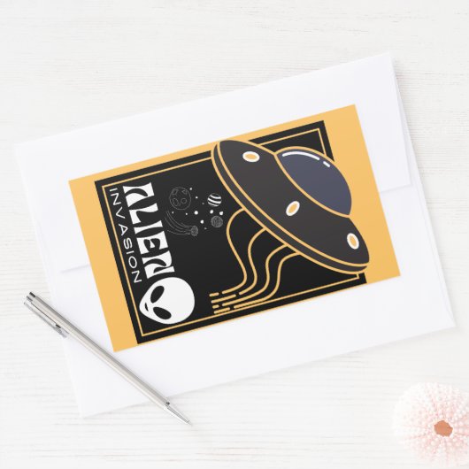 Buitenaardse invasie UFO-ruimtestelsel Rechthoekige Sticker (Envelop)
