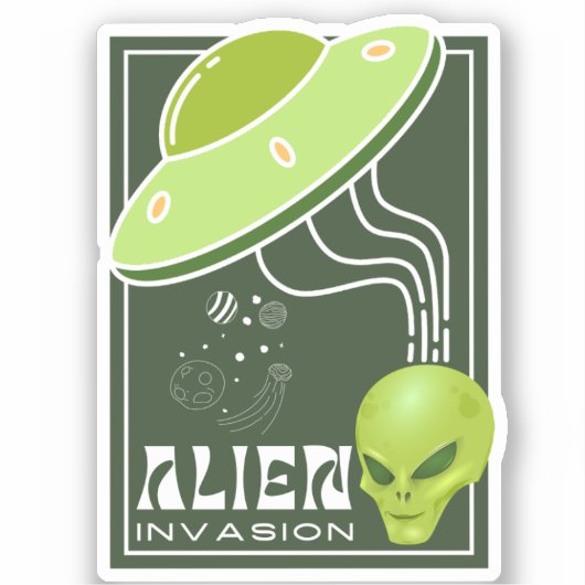 Buitenaardse invasie UFO-ruimtestelsel Sticker (Voorkant)