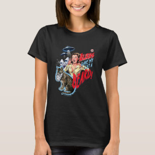 Buitenaardse Kat Baard UFO Retro Vintage Grappig V T-shirt