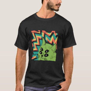 Buitenaardse Kat met 4 Ogen Surrealistische Stijl T-shirt