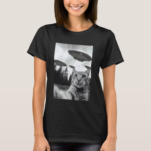 Buitenaardse Kat Selfie T-shirt (Voorkant)