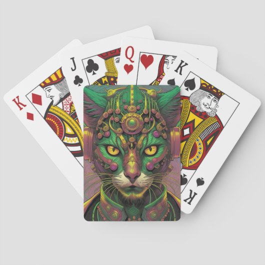 Buitenaardse katachtige krijger pokerkaarten (Achterkant)