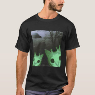 Buitenaardse Katten UFO Grappige Enge Kat Meme Cad T-shirt