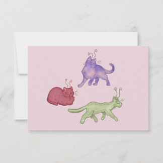 Buitenaardse katten Whimsical ruimtekat Funny Sci- Bedankkaart