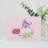 Buitenaardse katten Whimsical ruimtekat Funny Sci- Bedankkaart (Staand voorkant)