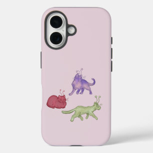 Buitenaardse katten Whimsical ruimtekat Funny Sci- iPhone 16 Hoesje