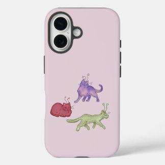 Buitenaardse katten Whimsical ruimtekat Funny Sci- iPhone 16 Hoesje