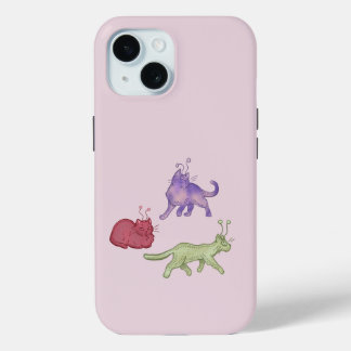 Buitenaardse katten Whimsical ruimtekat Funny Sci- iPhone 15 Case