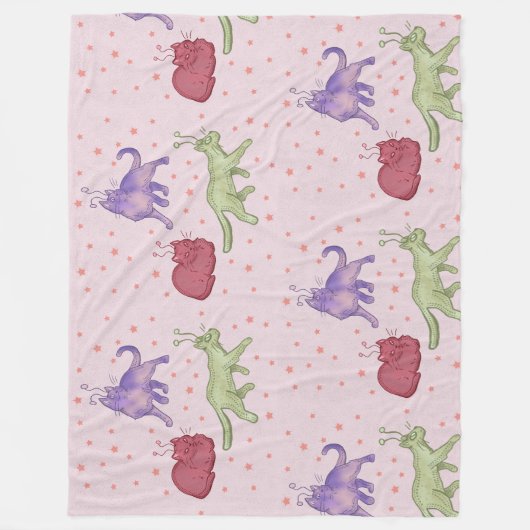 Buitenaardse katten Whimsical ruimtekat Funny Sci- Fleece Deken (Voorkant)