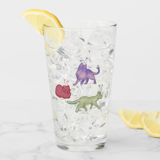 Buitenaardse katten Whimsical ruimtekat Funny Sci- Glas (Voorkant ijs)