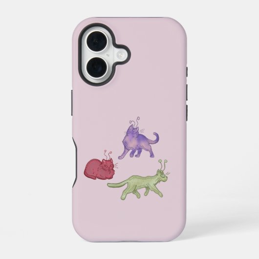 Buitenaardse katten Whimsical ruimtekat Funny Sci- iPhone 16 Hoesje (Achterkant)