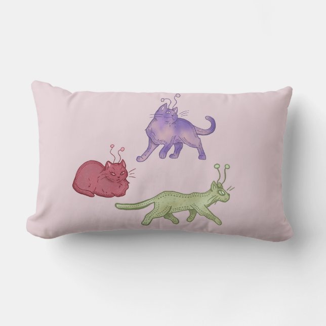 Buitenaardse katten Whimsical ruimtekat Funny Sci- Kussen (Voorkant)