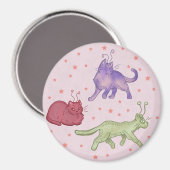 Buitenaardse katten Whimsical ruimtekat Funny Sci- Magneet (Voorkant / Achterkant)