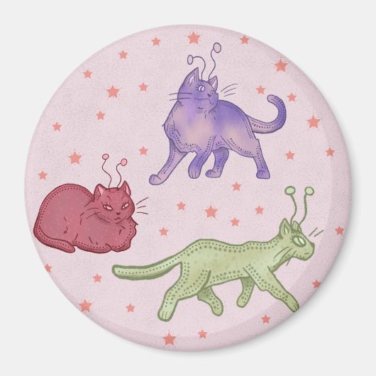 Buitenaardse katten Whimsical ruimtekat Funny Sci- Magneet (Voorkant)