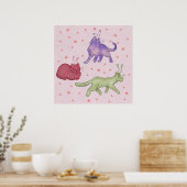Buitenaardse katten Whimsical ruimtekat Funny Sci- Poster (Keuken)