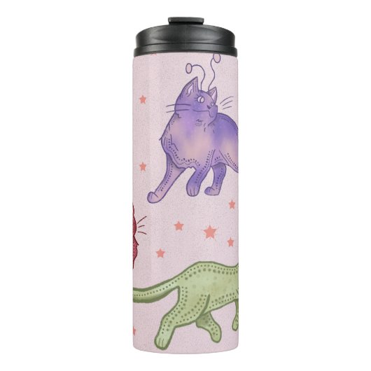 Buitenaardse katten Whimsical ruimtekat Funny Sci- Thermosbeker (Voorkant)