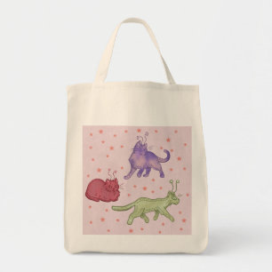 Buitenaardse katten Whimsical ruimtekat Funny Sci- Tote Bag