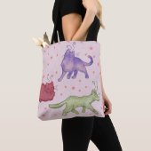 Buitenaardse katten Whimsical ruimtekat Funny Sci- Tote Bag (Dichtbij)