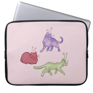 Buitenaardse katten Whimsieke ruimtekat Funny Sci- Laptop Sleeve