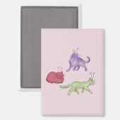 Buitenaardse katten Whimsieke ruimtekat Funny Sci- Magneet (Voorkant / Achterkant)